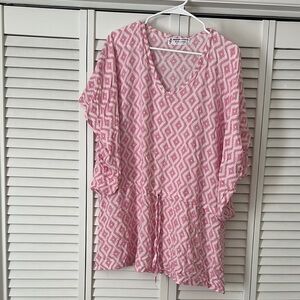 Pink Geometric swim coverup